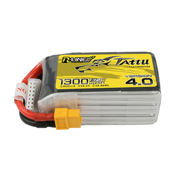 Tattu R-Line Version 4.0 1300 mAh 22.2V 6S1P 130C Lipo Battery XT60 plug