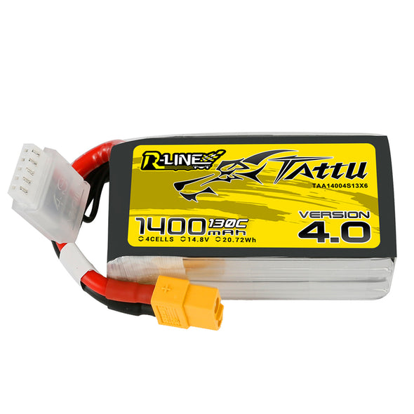 Tattu R-Line Version 4.0 1400 mAh 14.8V 4S1P 130C Lipo Battery XT60 plug