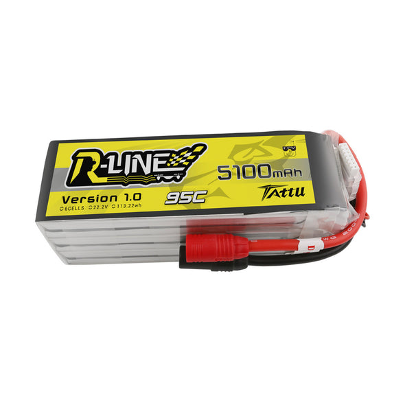 Tattu R-Line 5100 mAh 22.2V 6S1P 95C Lipo Battery AS150 plug