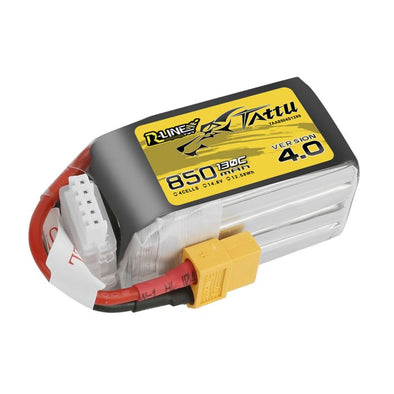 Tattu R-Line 4.0 850 mAh 14.8V 130c 4S Lipo Battery Pack XT60 Plug