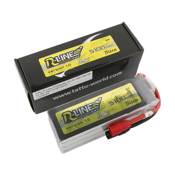 Tattu R-Line 5100 mAh 22.2V 6S1P 95C Lipo Battery AS150 plug