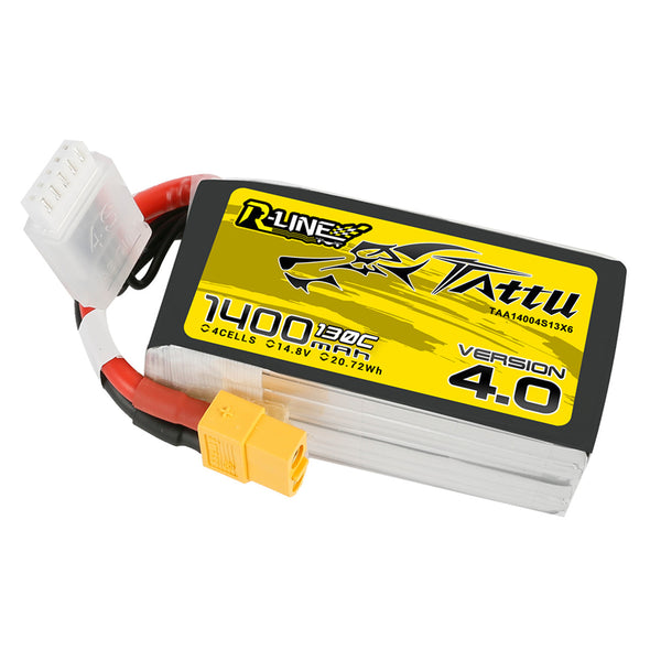 Tattu R-Line Version 4.0 1400 mAh 14.8V 4S1P 130C Lipo Battery XT60 plug