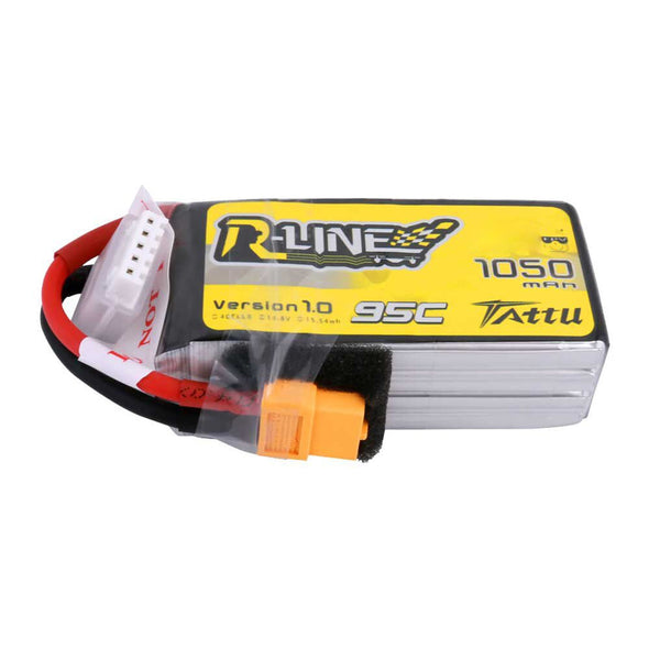 Tattu R-Line 1050 mAh 14.8V 4S1P 95C Lipo Battery XT60 plug